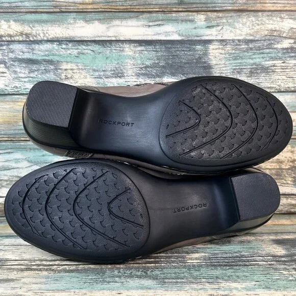 Cobb Hill Kaylin Pumps Shoes Womens Size 6.5M Gray Leather Zip Up Block Heel - Picture 7 of 11